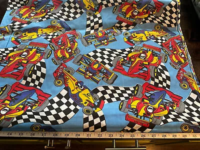 Fabric Toy Race Car Checked Flag Colorful 45 Wide 1 Yard New Indy Car • $4
