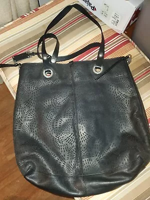 Ugg Perforated Black Leather Tote Handbag  • $120