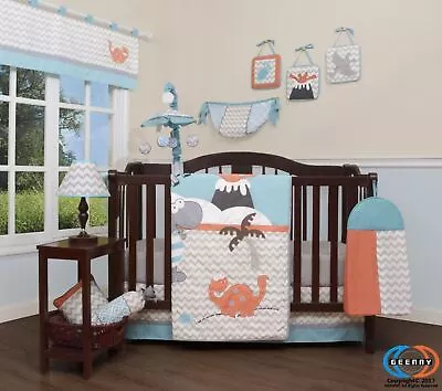 12PCS Bumperless  Boy Dinosaurs Baby Nursery Crib Bedding Sets • $59.99