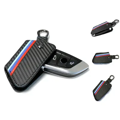 M Style Carbon Fiber Leather Key Case Cover Fob For BMW 5 7 Series X1 X4 X5 X6 • $18.20
