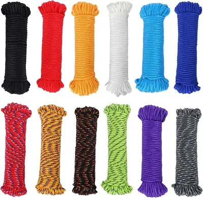 Perkhomy 90 Ft 1/4 Inch 7Mm Nylon Poly Rope Flag Pole Polypropylene Clothes Li • $9.89