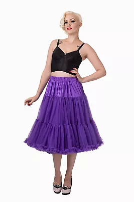 £38.99 • Buy Purple 50's Rockabilly Super Soft 26 Inches Petticoat Skirt By BANNED Apparel