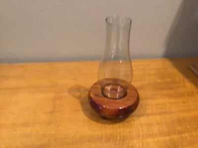 Vtg Wooden Taper Candle Holder With Glass Chimney  • $9.99