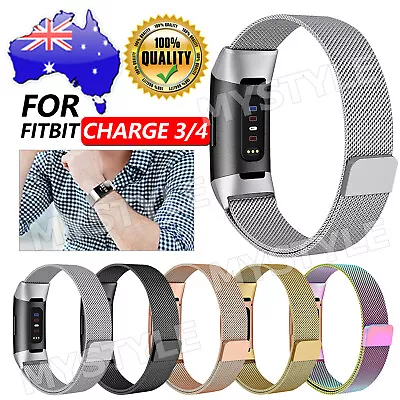 For Fitbit Charge 3/4 Band Metal Stainless Steel Milanese Loop Wristband Strap • $9.85