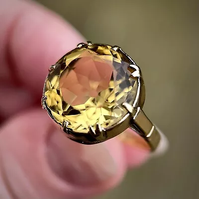 Impressive 15ct Gold Antique Georgian / Early Victorian 12.00ct Citrine Ring • £750