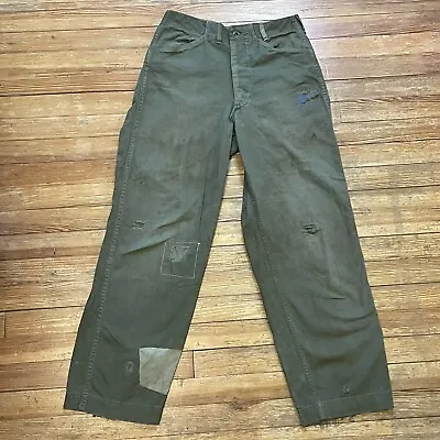 Vintage 40s HBT Trousers Size 30x29 USMC Pants Army WW2 Early Model Repairs • $500