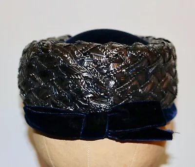 Schiaparelli Paris Vintage Straw And Velvet Hat  Distress • $122.50