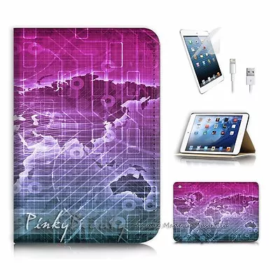 ( For IPad Mini Gen 1 2 3 ) Flip Case Cover P2849 World Map • £9.91