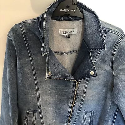 Crossroads Denim Jacket Size 10 Light Blue Zip Up EUC • $15