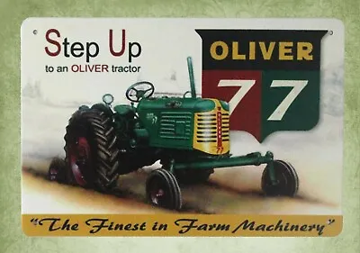  Outdoor Wall Art Oliver 77 Step Up Oliver Tractor Tin Metal Sign • $18.89