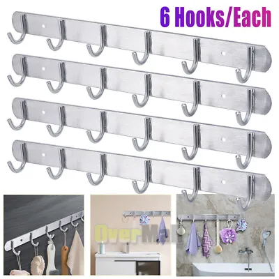 4pcs Wall Mount Key Towel Bag Rack Hanger Holder Coat Robe Hat Clothes Organizer • $13.87