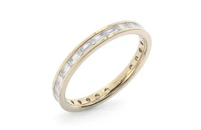 2.2 MM Baguette Cut Diamonds Full Eternity Wedding Ring In 18K Yellow Gold • £664.77