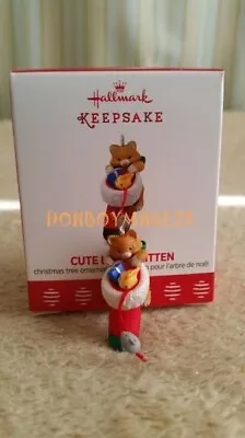 Hallmark 2017 Cute Little Kitten Mischievous Cat Mini Christmas Ornament • £11.56