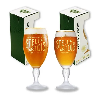 Stella Artois Unfiltered Glass 33cl + Half Pint (Set Of 2) Frosted Boxed New • £12.99