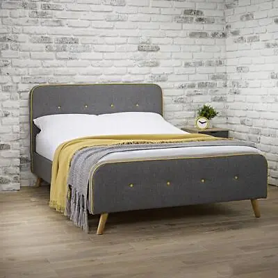 £228.99 • Buy Loft Fabric Upsholstered Bed Frame Button Detail Headboard 4ft6 Double 5ft King