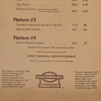1973 Victoria Station Restaurant Menu London Midland Scottish Railway Company #1 • $54.25