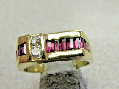 3 Ct Men's Baguette Simulated Ruby/Diamond Estate Ring 14K Yellow Gold Finish • $114.29