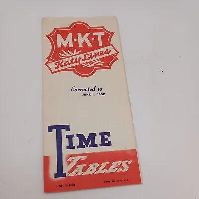 1952 Missouri Kansas Texas Mkt Railroad  Katy Line  Time Table Very Nice Shape • $32