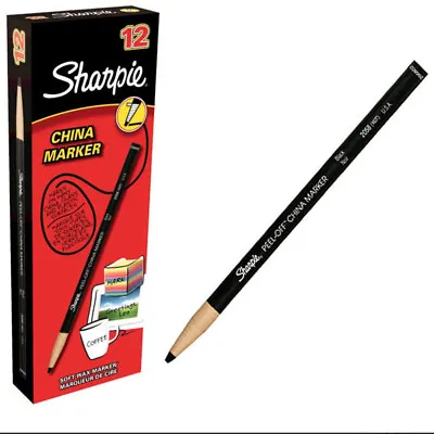 £19.99 • Buy 12 X Sharpie Chinagraph China Wax Ceramic Marker Pencils Easy Peel Off Sharpen 