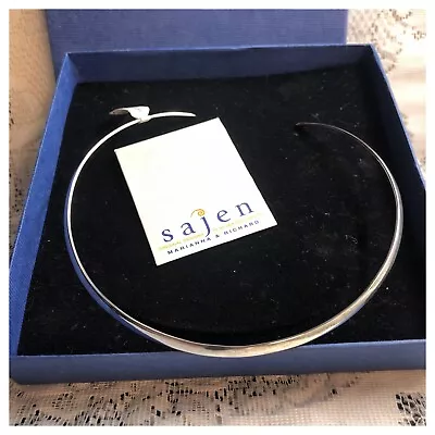 Vintage Signed Jewellery SAJEN Sterling Silver Torque Necklace Fully Hallmarked • £16