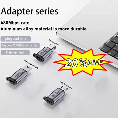 USB C To Mini USB2.0 Adapter Type C Female To Mini USB Adapter Converts  Hotsale • $1.15