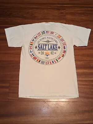 Vintage 2002 Olympic Salt Lake City Utah Winter Games Double Sided T-Shirt Sz S • $16.99