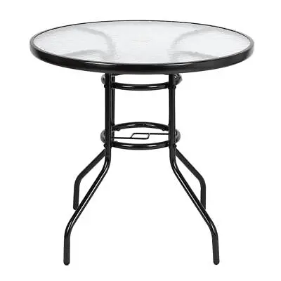 32  Outdoor Patio Rattan Wicker Bar Round Table Glass Top Yard Garden Furniture • $49.99