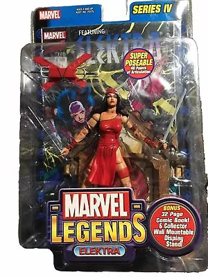 Elektra Marvel Legends Series 4 Toy Biz Action Figure Comic And Display Stand • $45