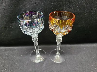 Vintage Echt Bleikristall Cut To Clear 7-1/2 Inch Wine Glasses Set Of 2 • $50