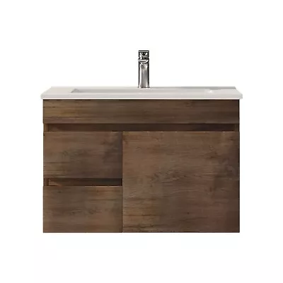 750mm Slim Wall Hung Bathroom Vanity Dark Oak MDF Cabinet With Basin Unit • $519