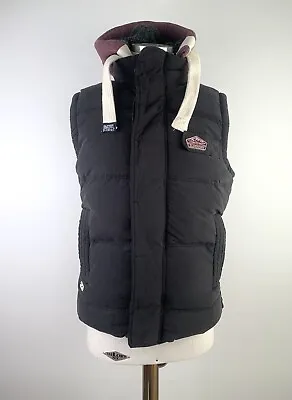 Superdry Size S Alpine Sport Womens Hooded Feather Down Gilet Puffer Vest • $75