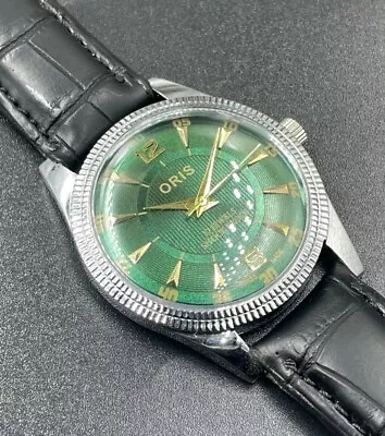 Vintage Oris Green Dial 17 Jewels Manual Winding Swiss Made Wrist Watch • $59.99