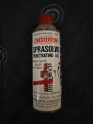 Vintage 1960s Chesterton Sprasolvo Penetrating Oil 15oz Grenade Top Can  3/4... • $24.99