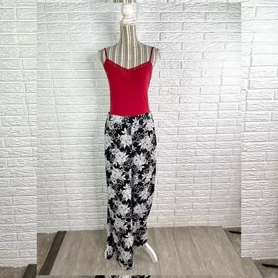 Vince Camuto Black And White Floral Palazzo Wide Leg Pants With Pockets Size 8 • $38.25