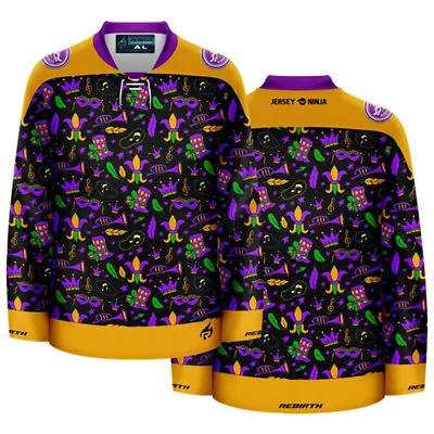 Mardi Gras Fat Tuesday Ugly Sweater Holiday Hockey Jersey • $99.95