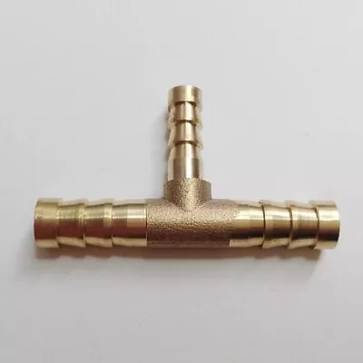 1/4  X 5/16  HOSE BARB TEE Brass Pipe 3 WAY T Fitting Gas Fuel Water Air M888 • $8.50