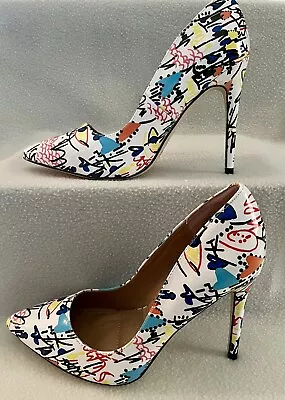 Rouge Helium Hibiscus Graffiti High Heels Pumps Size 7.5 • $19.99