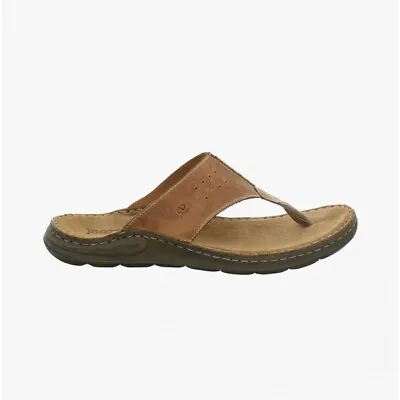 Josef Seibel MAVERICK 05 Mens Toe-Post Leather Summer Comfort Sandals Chestnut • £78