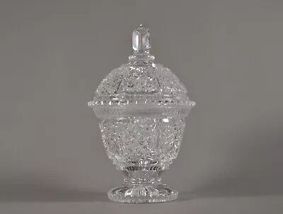 Antique Original Vintage Brilliant Crystal Cut Glass Candy Dish Bowl Lidded Jar • $487.50