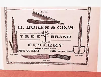 1915 H. Boker & Co Tree Brand Cutlery Pocket Knife Razor Wanamaker PRINT AD • $15.99