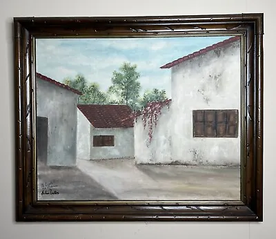 Gustavo Martinez Special Signed Oil On Canvas Mexican Village 20th C. Modernist • $750