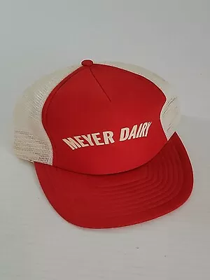 Vintage Meyer Dairy ( State College Pa. ) Trucker Hat Mesh Snapback Cap OSFA Red • $15.99