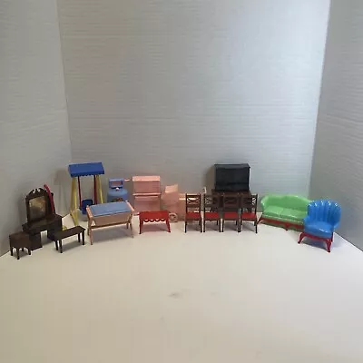 Lot Of Vintage Renewal Dollhouse Furniture Swing Washing Machine Chairs Etc. • $30