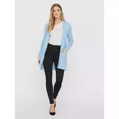 Vero Moda Open Front Cardigan Sweater Light Blue Knit Pockets Size M Medium New • $19
