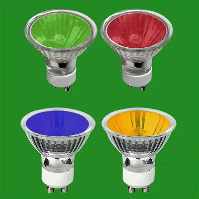 £7.99 • Buy 2x 50W GU10 Coloured Dimmable Halogen Reflector Spot Light Bulbs Lamps Downlight