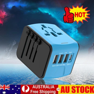$24.36 • Buy World Wide Travel Adapter Multi Plug Universal Charger UK EU AU US USB Port TM