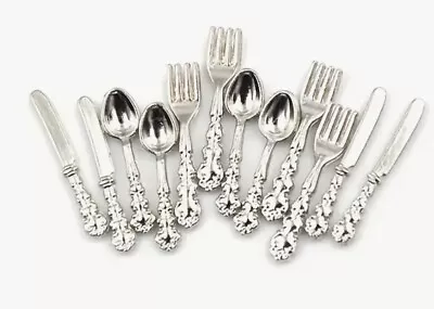 NEW 12pcs 1:12 Dollhouse Miniatures Fork Knife Spoon Tableware • $5.99