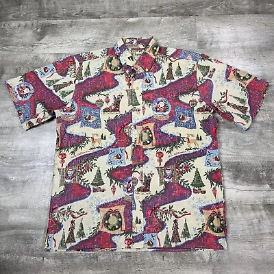 Reyn Spooner Mele Kalikimaka Shirt Men's L Red Beige Christmas Hawaiian Rare • $49.95