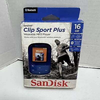 SanDisk Clip Sport Plus 16GB MP3 Player With Bluetooth & FM Radio (Blue) • $49