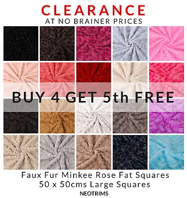 Faux Fur Fabric Large Fat Squares 50x50cm Luxurious Rose Pattern Material Crafts • £16.99